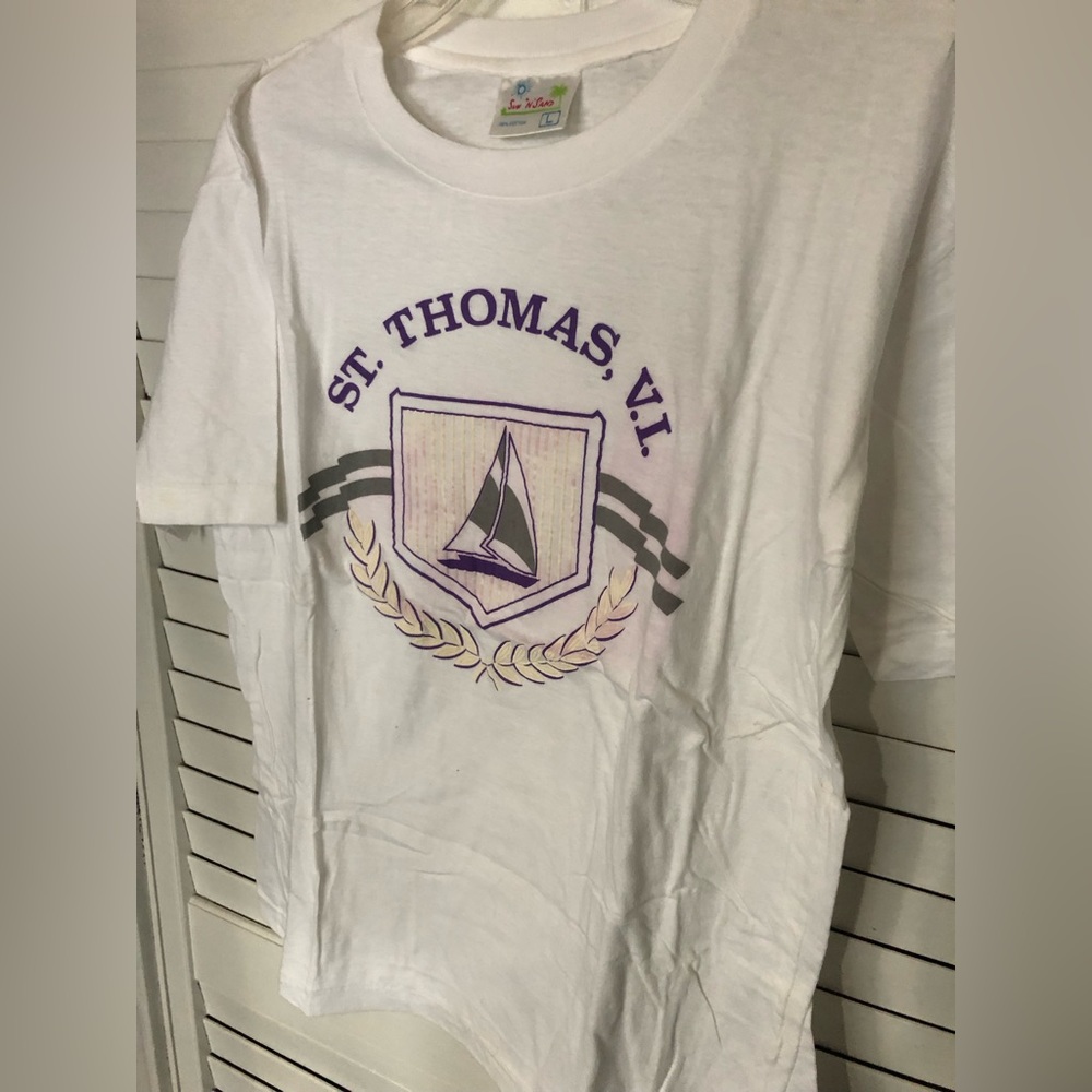 Ladies 100% Cotton Tee Size L “St. Thomas, V. I.”
